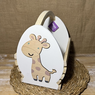 Caja de madera beis con jirafa - Imagen 1