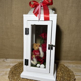 Candelabro blanco en tonos rojos peluche - Imagen 2