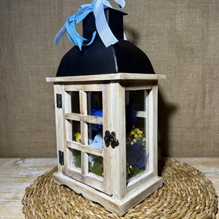 Candelabro marrón en tonos azules - Imagen 2