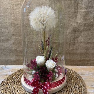 Cúpula en tonos rojos con diente de león - Imagen 2