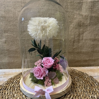 Cúpula en tonos rosas con diente de león - Imagen 1