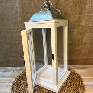 Farol madera blanca grande - Imagen 2