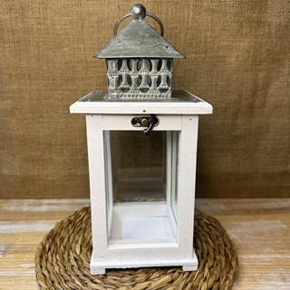 Farol madera blanca pequeño - Imagen 1