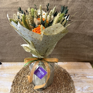 Ramo en tonos naranjas con jarrón - Imagen 1