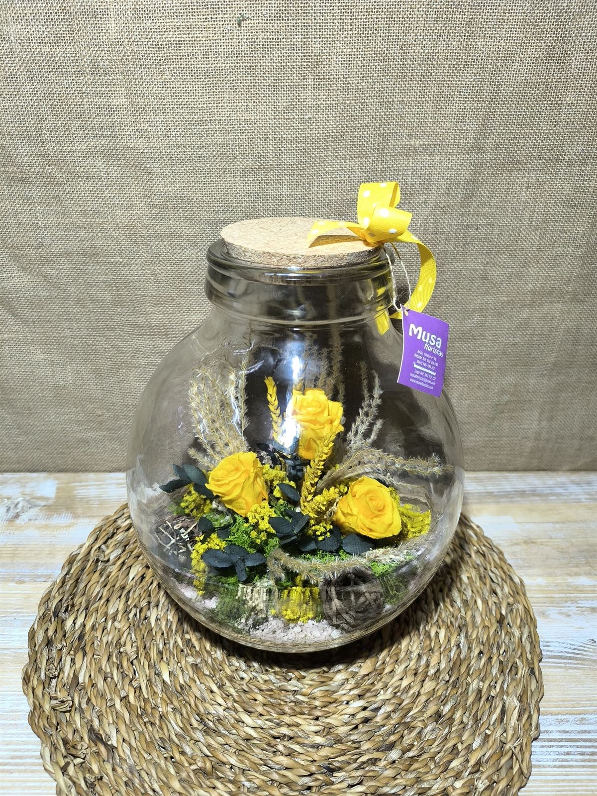 Terrarium con tapa de corcho tonos amarillo - Imagen 4