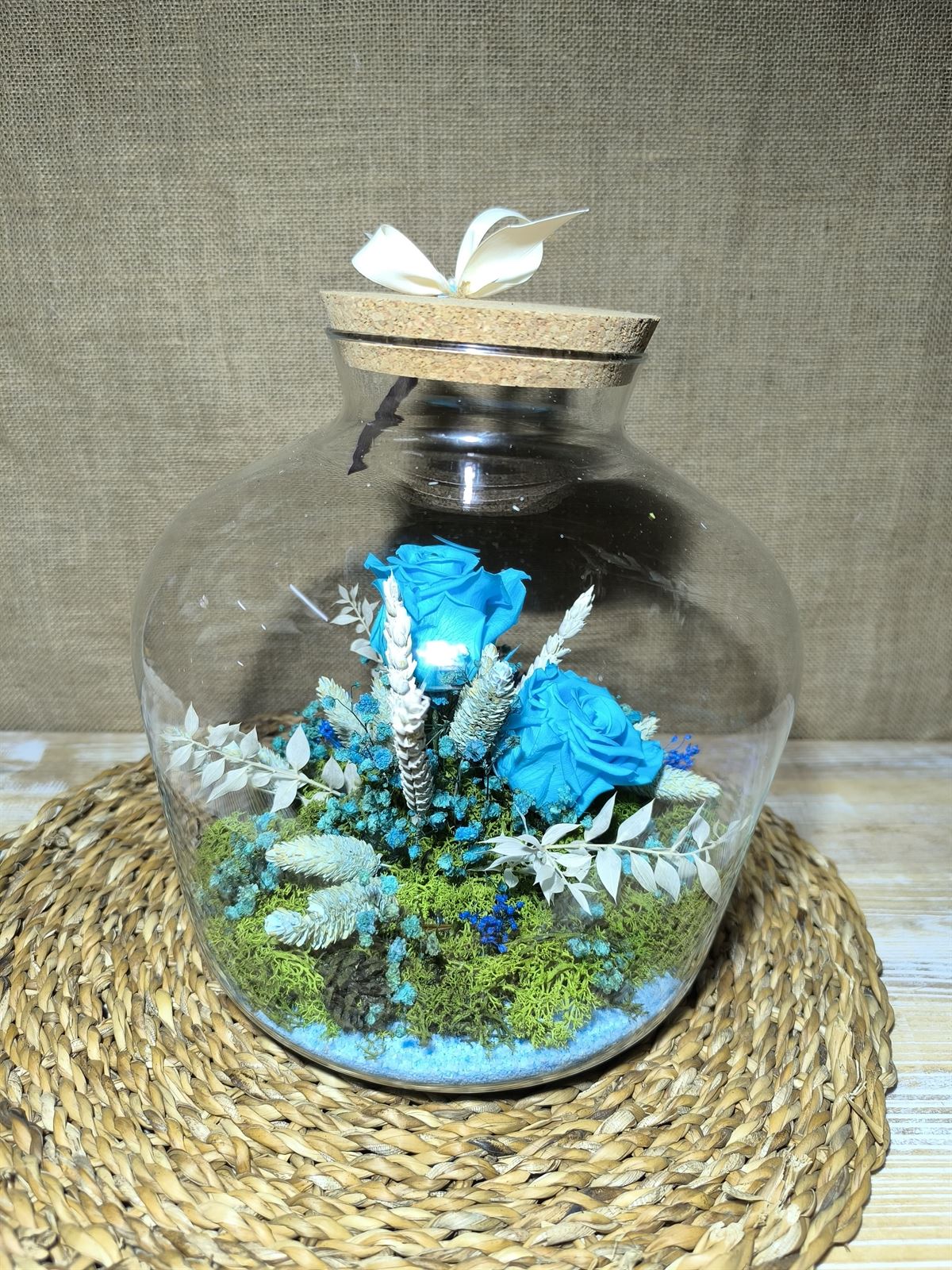 Terrarium con tapa de corcho tonos azul - Imagen 2