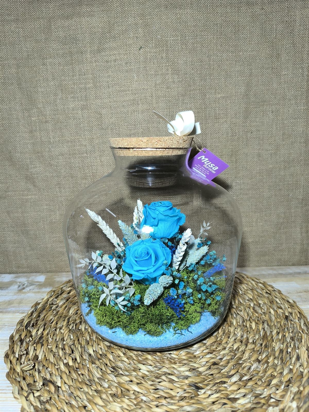 Terrarium con tapa de corcho tonos azul - Imagen 4