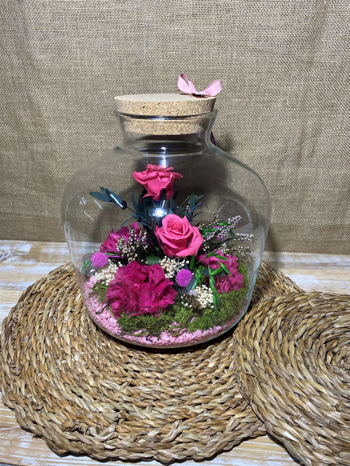 Terrarium con tapa de corcho tonos fucsia - Imagen 2