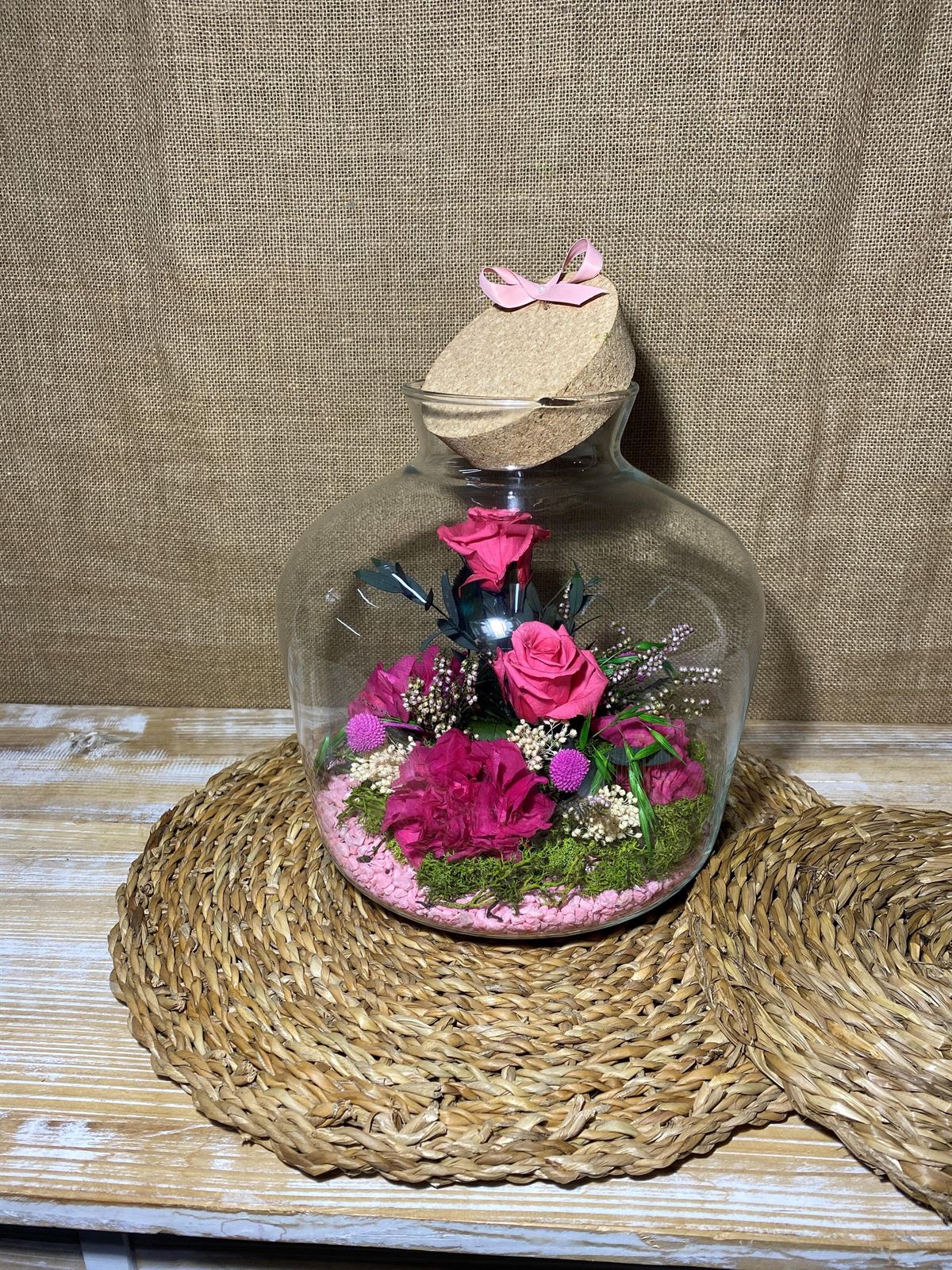 Terrarium con tapa de corcho tonos fucsia - Imagen 4