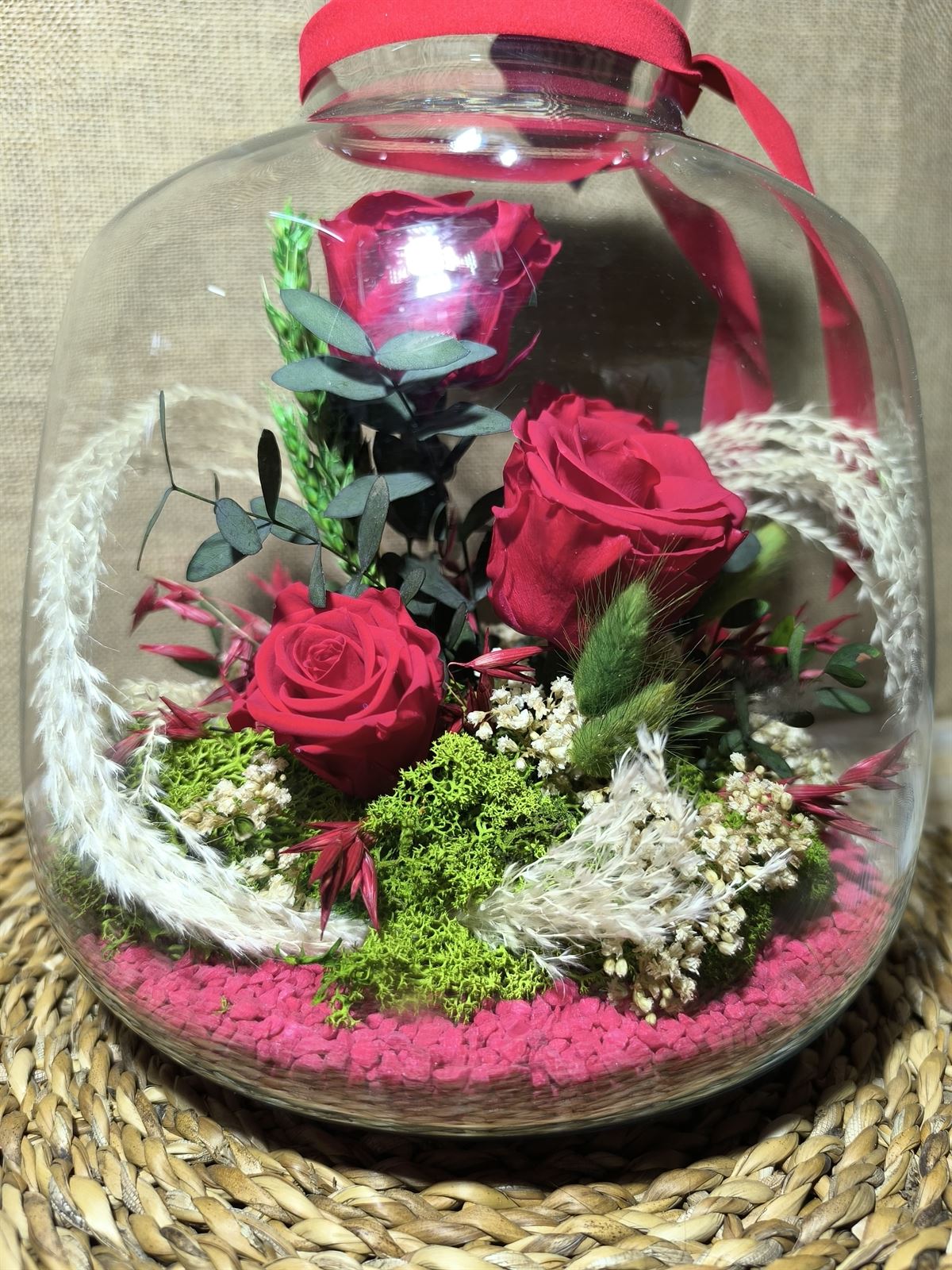 Terrarium con tapa de corcho tonos rojos - Imagen 3