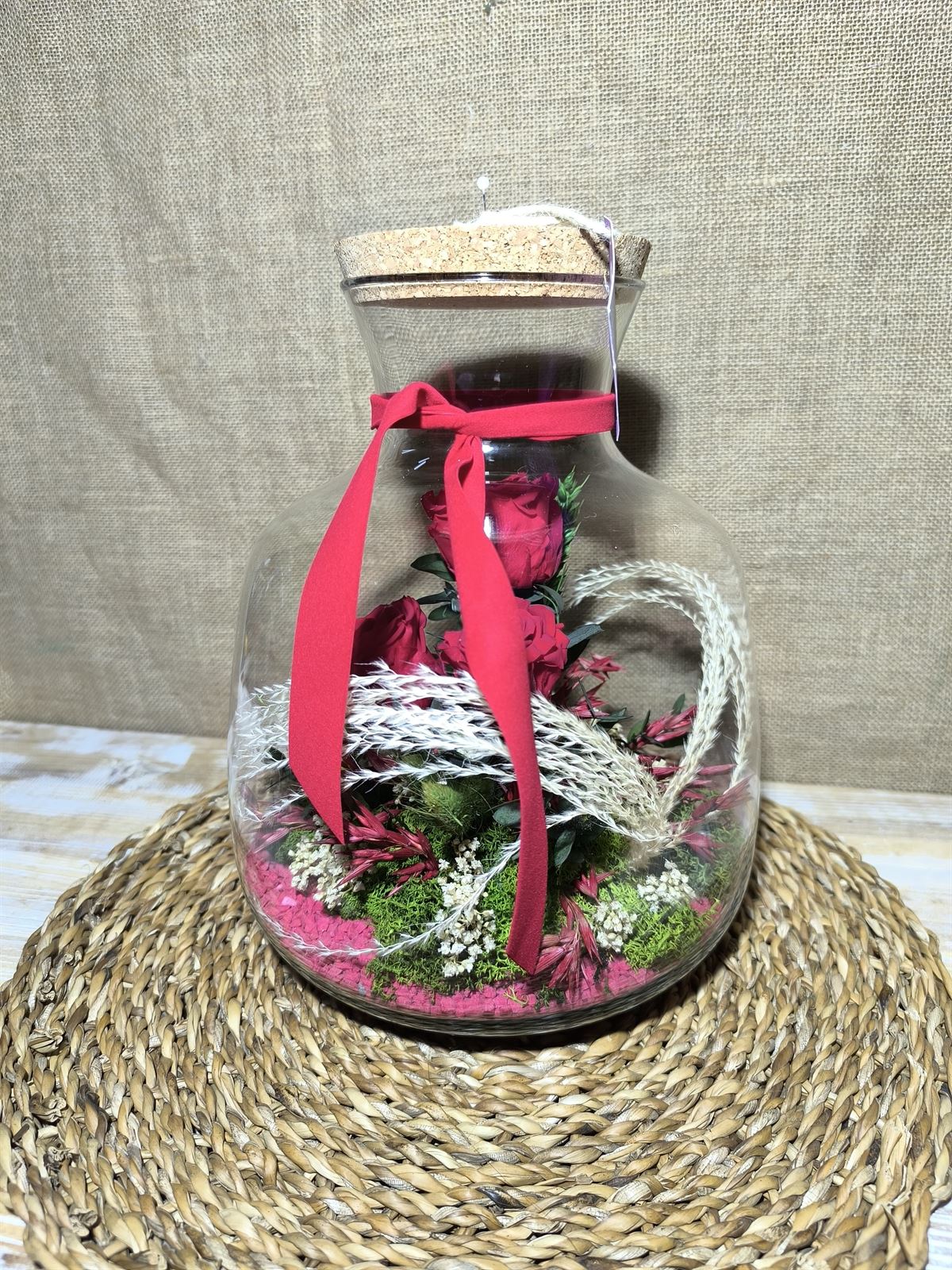 Terrarium con tapa de corcho tonos rojos - Imagen 4