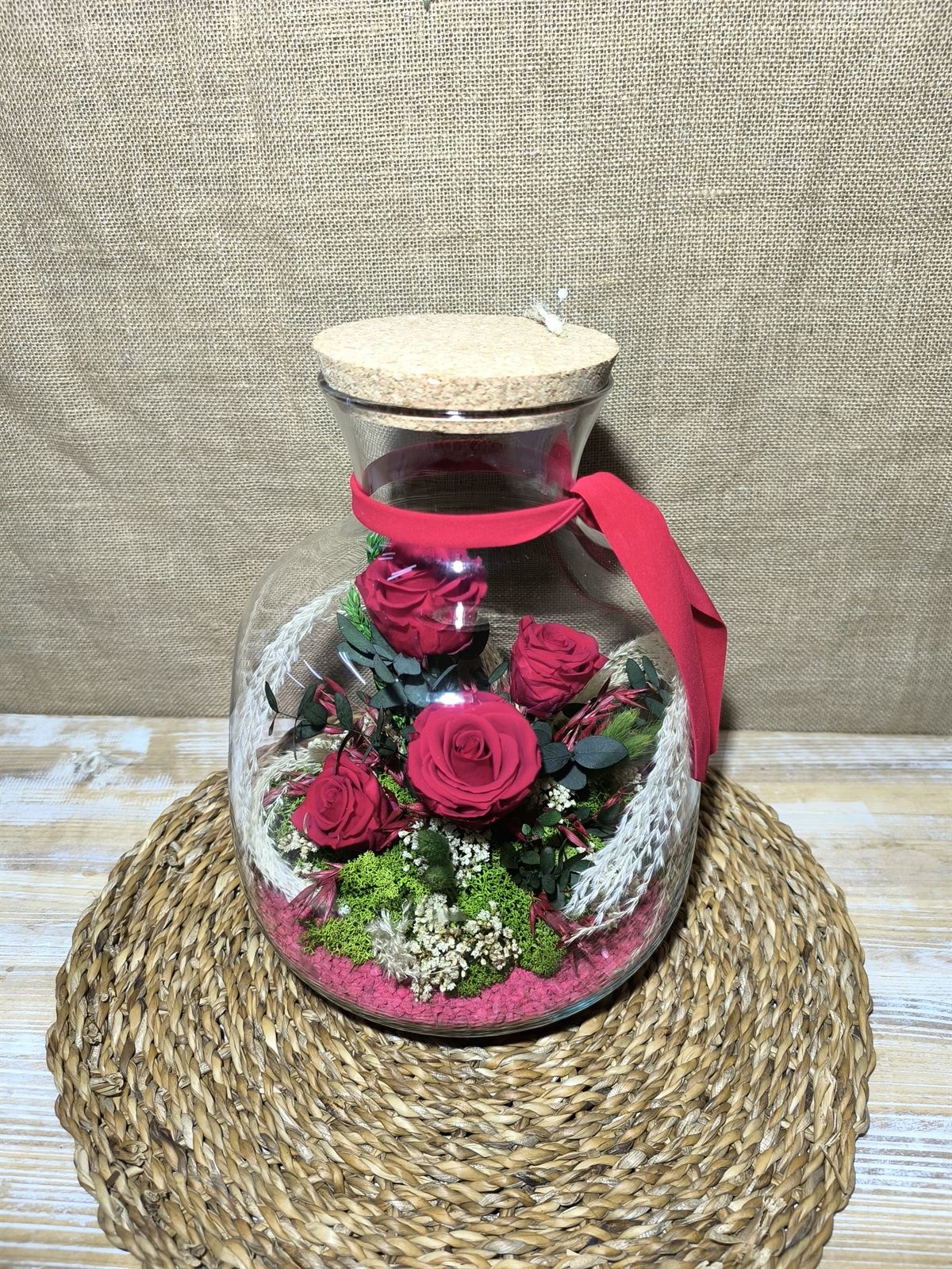 Terrarium con tapa de corcho tonos rojos - Imagen 5