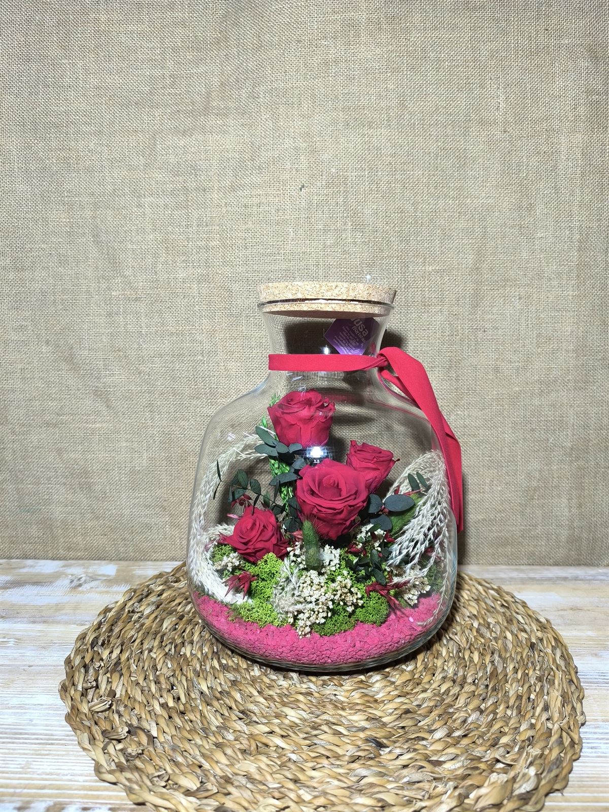 Terrarium con tapa de corcho tonos rojos - Imagen 6